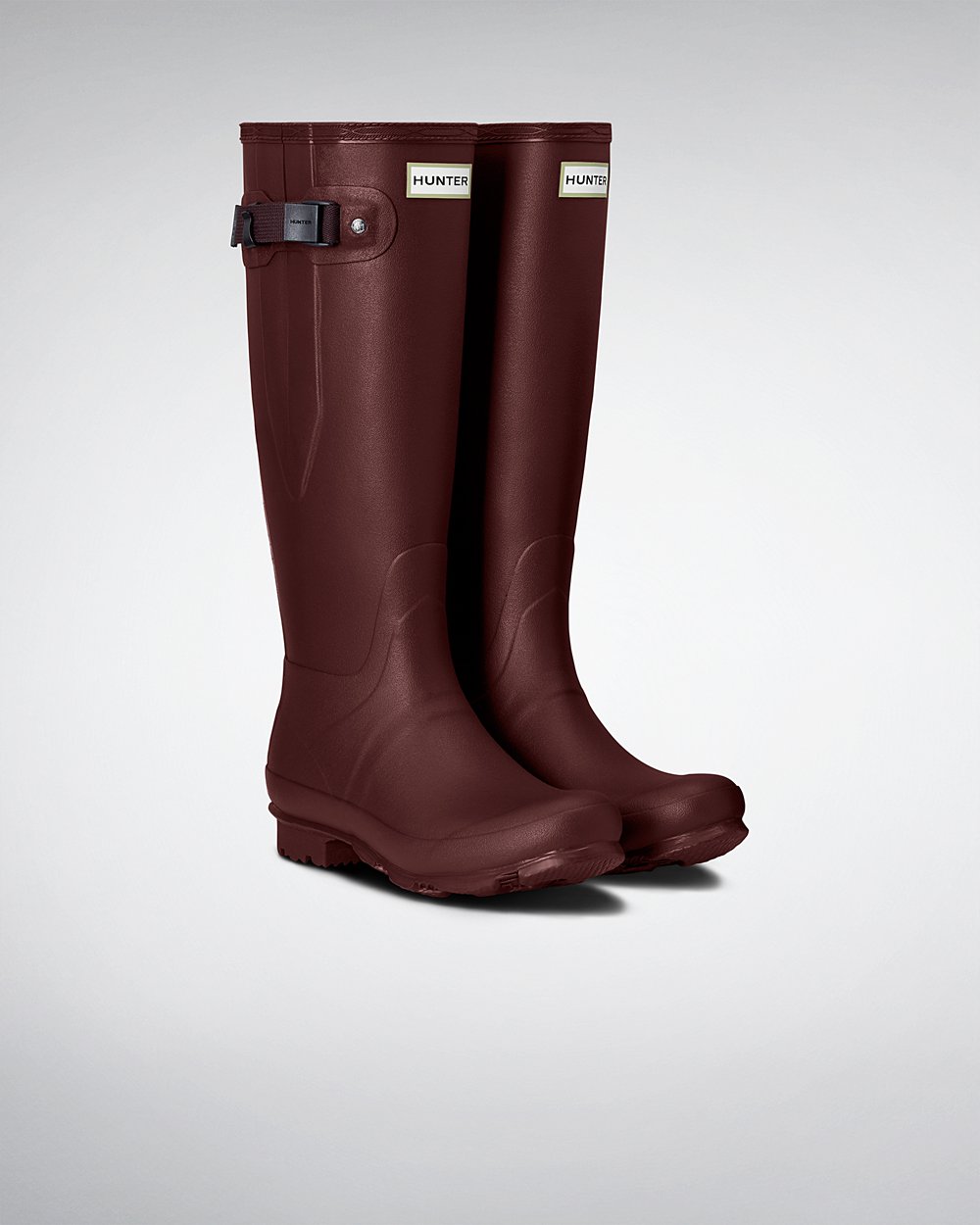 Botas de Lluvia Altas Hunter Mujer - Norris Field Side Adjustable - Morados Rojos - PSZVNTO-07